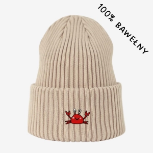 Haftowana bawełniana czapka beanie - KRAB