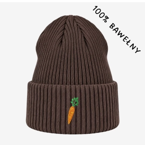 Haftowana bawełniana czapka beanie - MARCHEWKA