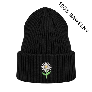 Haftowana bawełniana czapka beanie - STOKROTKA