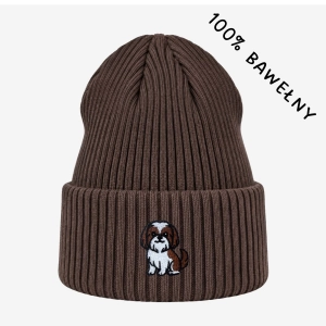 Haftowana bawełniana czapka beanie - SHIH TZU (SHIHTZU)