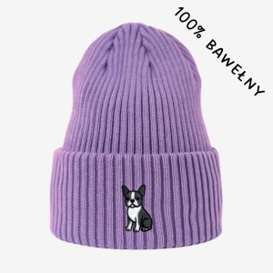 Haftowana bawełniana czapka beanie - BOSTON TERRIER
