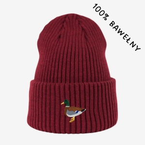 Haftowana bawełniana czapka beanie - KACZOR