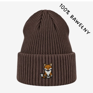 Haftowana bawełniana czapka beanie - LIS BAJKA