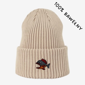 Haftowana bawełniana czapka beanie - PIRANIA