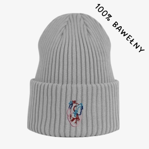 Haftowana bawełniana czapka beanie - SERCE