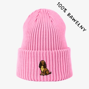 Haftowana bawełniana czapka beanie - COCKER SPANIEL