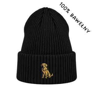 Haftowana bawełniana czapka beanie - GOLDEN RETRIEVER