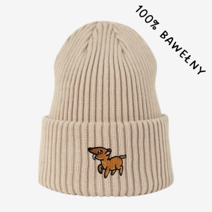 Haftowana bawełniana czapka beanie - MYSZOJELONEK