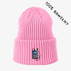 Haftowana bawełniana czapka beanie - SZARA MP3