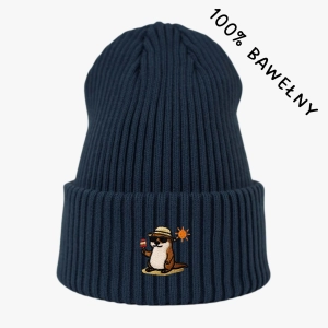Haftowana bawełniana czapka beanie - WAKACYJNA WYDRA