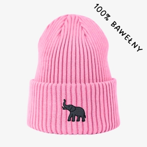 Haftowana bawełniana czapka beanie - SŁOŃ