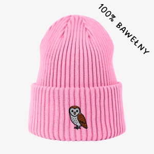 Haftowana bawełniana czapka beanie - SOWA PŁOMYKÓWKA