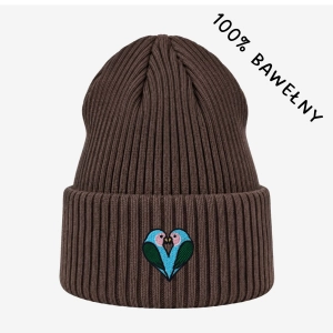 Haftowana bawełniana czapka beanie - PAPUŻKI NIEROZŁĄCZKI
