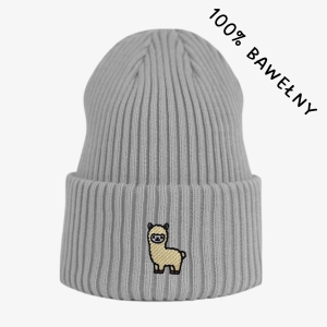Haftowana bawełniana czapka beanie - LAMA