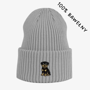 Haftowana bawełniana czapka beanie - ROTTWEILER