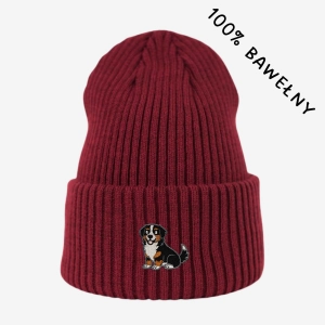 Haftowana bawełniana czapka beanie - BERNEŃSKI PIES PASTERSKI