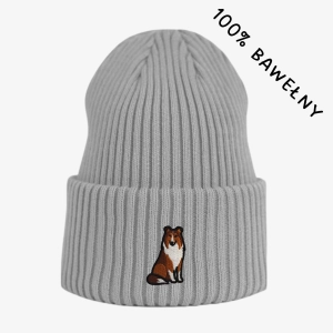 Haftowana bawełniana czapka beanie - COLLIE (LESSIE)