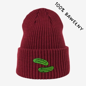 Haftowana bawełniana czapka beanie - OGÓRKI