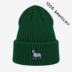 Haftowana bawełniana czapka beanie - KOZIOŁEK