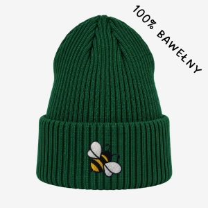Haftowana bawełniana czapka beanie - PSZCZOŁA