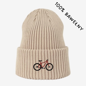 Haftowana bawełniana czapka beanie - ROWER MĘSKI