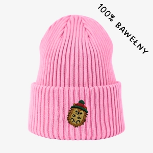 Haftowana bawełniana czapka beanie - ZIMOWY JEŻ