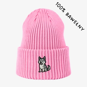 Haftowana bawełniana czapka beanie - HUSKY KLASYK