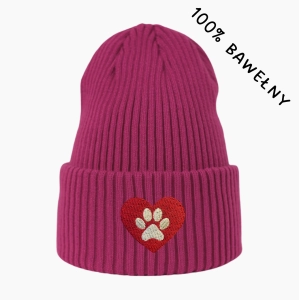 Haftowana bawełniana czapka beanie - PSIA ŁAPKA