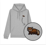 Haftowana bluza z kapturem PANDA CZERWONA (PANDKA RUDA)