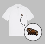 Męska haftowana koszulka polo PANDA CZERWONA (PANDKA RUDA)