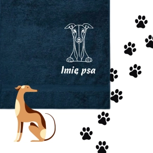 Ręcznik dla pieska - WHIPPET/ CHARCIK WŁOSKI + personalizacja