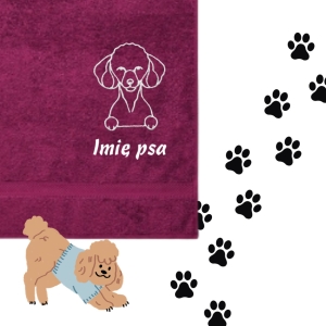 Ręcznik dla pieska - PUDEL + personalizacja